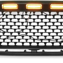 VZ4X4 Front Grill Mesh Grille Fit for 2016 2017 2018 2019 2020 Toyota Tacoma with Amber Lights & DRL - Matte Black (WILL NOT WORK WITH FRONT SENSOR/TSS)