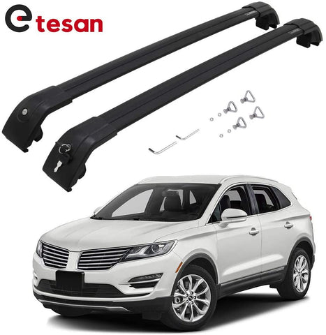 2 Pieces Cross Bars Fit for Lincoln MKC 2016 2017 2018 2019 Black Cargo Baggage Luggage Roof Rack Crossbars