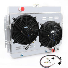 Primecooling 56MM 3 Row Core Aluminum Radiator +2X12" Fan w/Shroud for Caprice Chevelle Biscayne Impala & Many Chevrolet Models 1963-1968