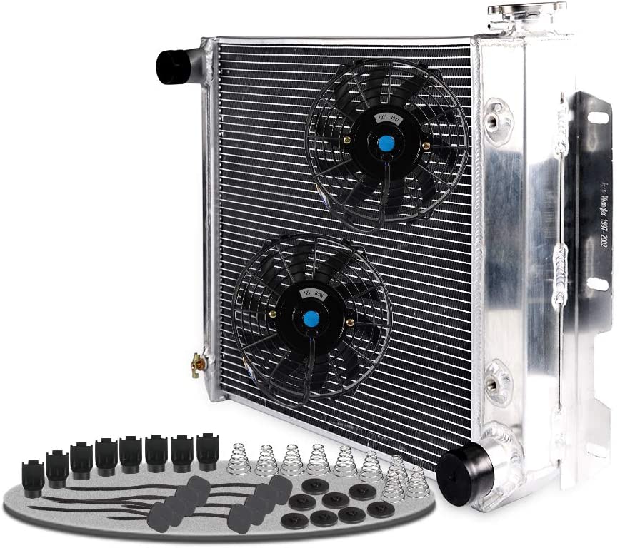 For 1987-1995 Jeep Wrangler TJ YJ V8 Conversion Full Aluminum Cooling Radiator + 9
