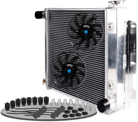 For 1987-1995 Jeep Wrangler TJ YJ V8 Conversion Full Aluminum Cooling Radiator + 9