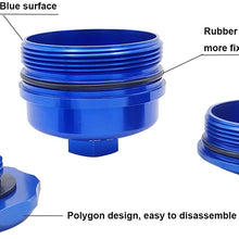 Billet Aluminum Blue Cap Kit Fuel Filter Caps & Oil Filter Cap & Oil Filter Cap Set with O-ring Compatible with F250 F350 with 6.0L Powerstroke Engines 2003-2007