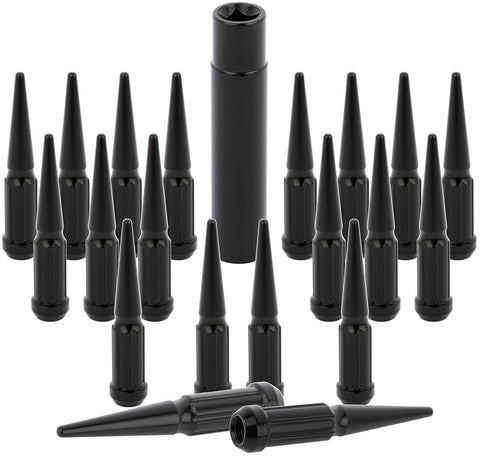 LSAILON 20pcs Black Wheel Lug Nuts + 1 Key 12x1.5 Closed End Compatible with Lexus Toyota 1986-2016