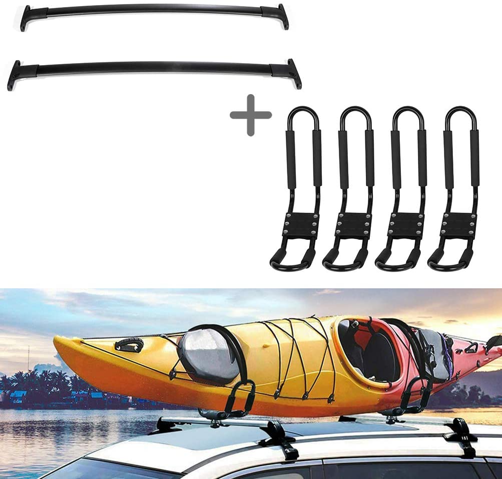 ECCPP Roof Top Cross Bar w/Kayak Rack Set Fit for Ford Explorer 2016-2019,Aluminum 2x Roof Rack + 4x Car J-Bar Kayak Rack Cargo Carrier
