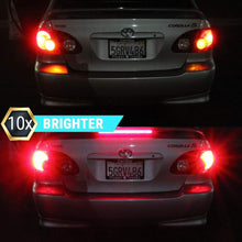 Syneticusa 7443 Red Flashing Strobe Blinking Rear Alert Safety Brake Tail Stop High Power LED Light Bulbs