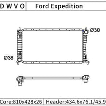 Radiator Compatible with 1999-2003 Ford F150, 1999-2003 F-250 F-350, 99-01 Expedition Lincoln Navigator 4.2L 4.6L 5.4L (Without Towing Package) DWRD1073