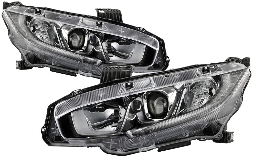 Carpart4u - LED light bar projector headlights for Honda Civic 2016-2018 (Black)