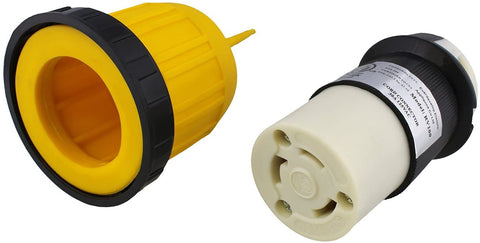 ABN L5-30R Connector with RV Power Cord Cover & Ring – 30 Amp Twist Lock Inlet Locking Plug Protector, 30A 125V
