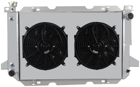 OzCoolingParts 85-97 Ford F-Series Radiator Fan Shroud Kit - 3 Row Aluminum Radiator + 2 x 12