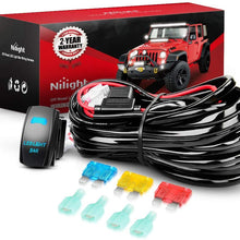 Nilight LED Light Bar Wiring Harness Kit 14AWG Heavy Duty 12V 5Pin Rocker Switch Laser On off Waterproof Switch Power Relay Blade Fuse-2 Leads,2 Years Warranty