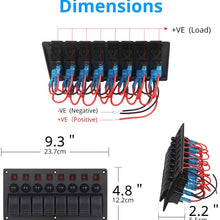 WATERWICH Marine Boat Car 8 Gang ON-Off Ignition 3 Pin Waterproof Toggle Rocker Switch Panel 12V/24V Circuit Breaker Blue LED Indicator for RV Vehicle Truck Trailer Yacht ATV (8 Gang Red)