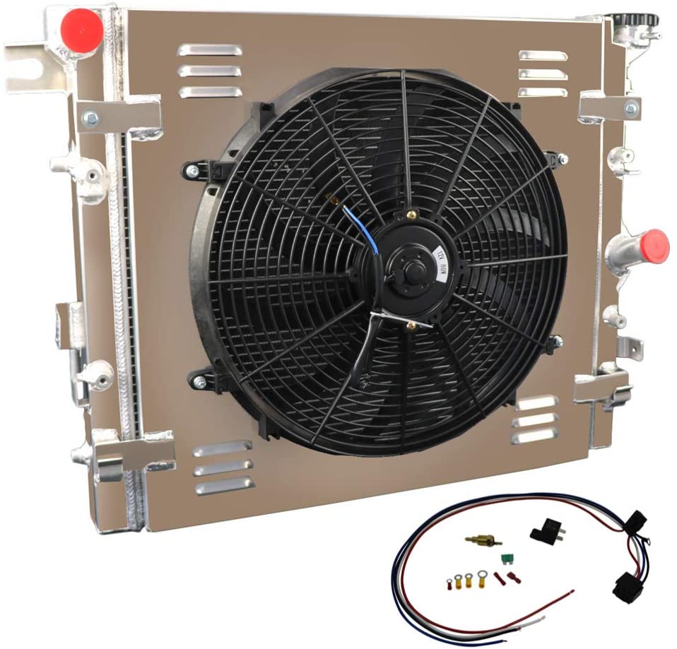 CoolingSky 3 Row All Aluminum Radiator +Fan Shroud Combo & Thermostat Realy Kit for 2007-2017 Jeep Wrangler JK 3.6 3.8 V6