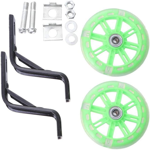 Bicycle Accessories 2 Pcs Light Flashing Mute Children Bike Auxiliary Wheel Bicycle Accessories with 12 Inch Bracket (Black) Durable (Color : Black)