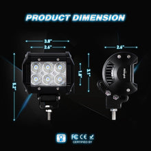 Nilight Led Pods 2PCS 18W 1260LM Spot Led Off Road Lights Super Bright Driving Fog Light Boat Lights Driving Lights Led Work Light SUV Jeep Lamp, 2 Years Warranty