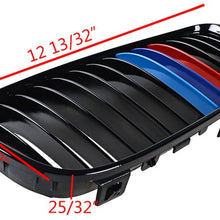 Compatible with 08-13 3 Series M3 E92 E93 07-10 Coupe E93 06-10 E92 2D 2pcs Glossy Black M Color Front Center Kidney Grill Grille