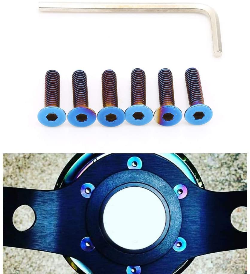Kyostar Stainless Steering Wheel Screw Bolts Burnt Titanium Blue Steering Wheel Bolts Screw