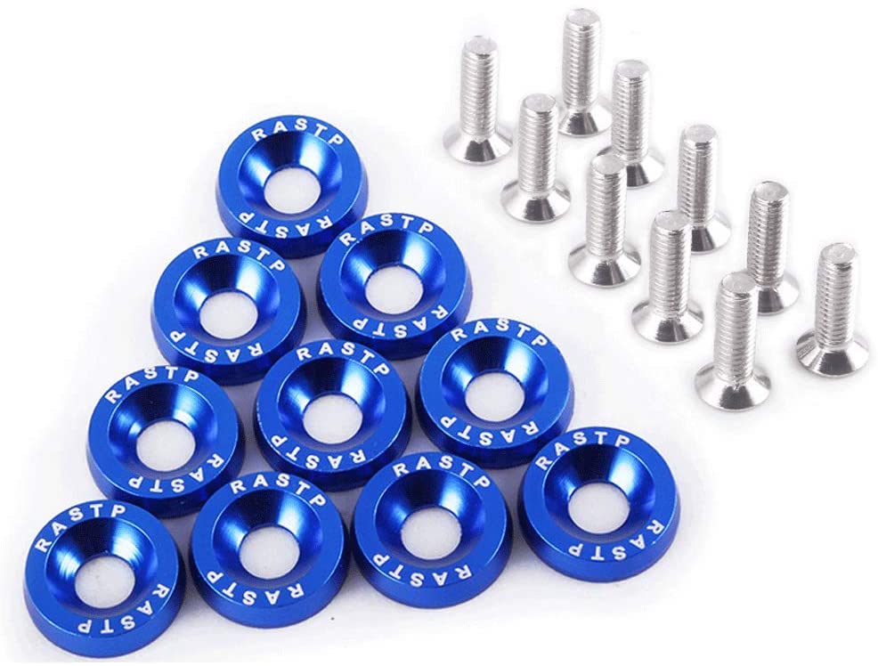 RASTP Bumper Fender Washers,Aluminum M6 Bolt Engine Bay Dress Up Kit,10PCS,Red,QRF002