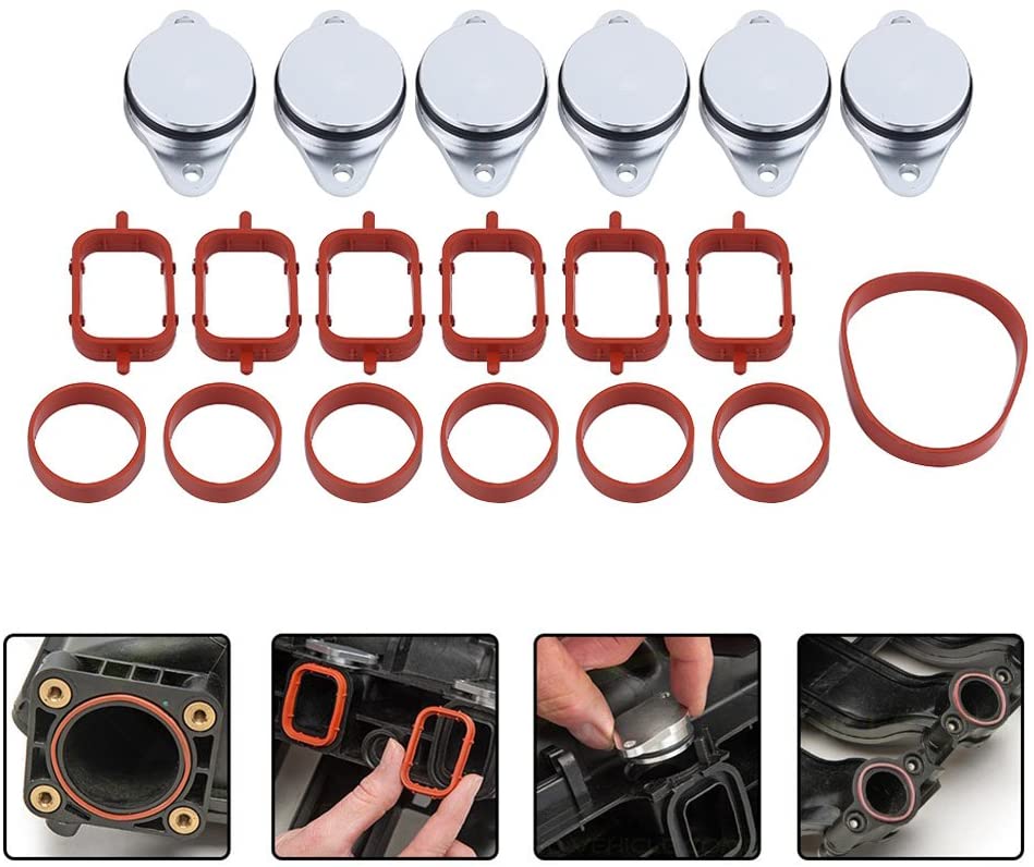 6x 33mm Diesel Swirl Flap Blanks Bungs Intake Gaskets Repair Replacement Kit for BMW 320d 330d 520d 525d 530d 730d with Intake Manifold Gaskets