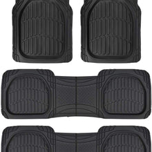 Motor Trend MT-923-920 FlexTough Contour Liners-Deep Dish Heavy Duty Rubber Floor Mats for 3 Row Car SUV Truck & Van-All Weather Protection (Black)