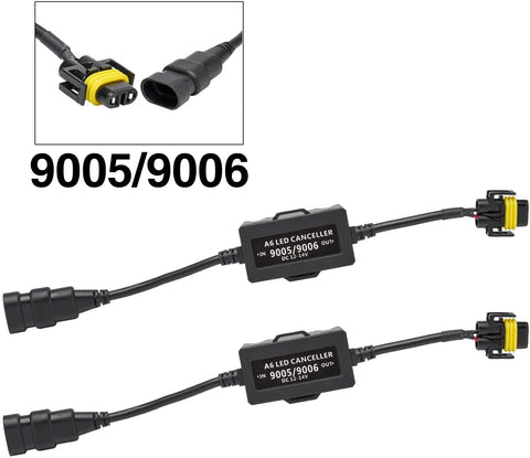 TMORI 2Pcs 9005 9006 Anti Flicker Harness, Led Headlight Bulb Decoder Error Free Resistor Wiring Canbus Kit Canceller Resistor Decoders Adapter Flash Warning Capacitor (1 Pair)
