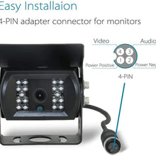 Backup Camera with 4-Pin Connector for Truck Rear View System, Universal Connector, High Level Waterproof and Superior 18 Infrared LED Night Vision