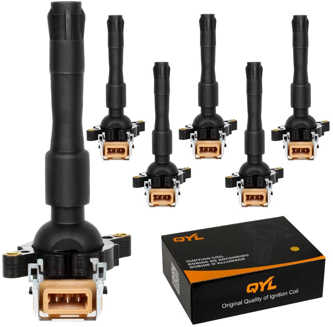 QYL 6PCS Ignition Coil Replacement for 328I 528I M3 Z3 E36 E46 E31 E38 E39 E53 E721 E720 E383/Land Rover 2.5L 2.8L 3.0L 3.2L 5.4L C1239 UF-300 UF-354
