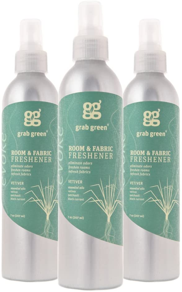 Grab Green Natural Room & Fabric Freshener, Phthalate-Free, Vetiver, 7 Ounce Bottle (3-Pack)
