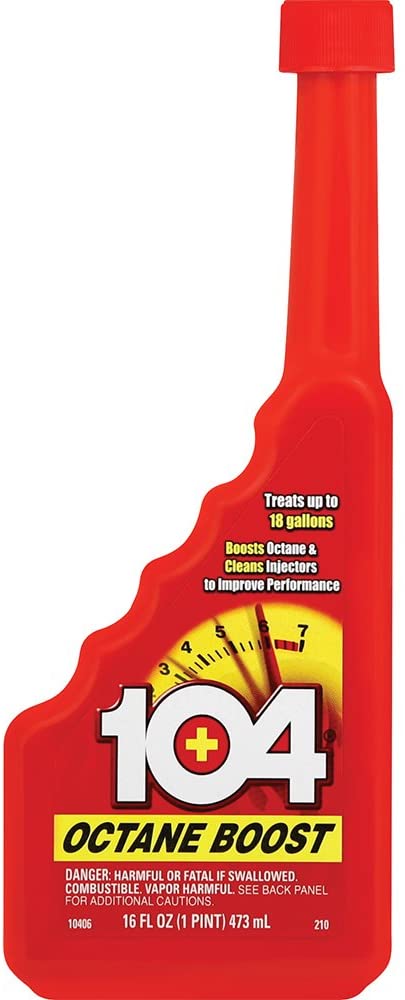 104+ (10406-6PK) Octane Boost - Boosts Octane And Cleans injectors To Improve Engine Performance - Improve Gas Mileage - 1 Bottle Treats Up To 18 Gallons, 16 fl. oz. 6 Pack