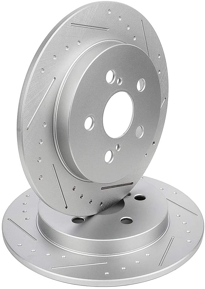 BRAKEUS Brake Rotors Kits Fit for CT0h,Pontiac Vibe,Toyota Corolla/Matrix/Prius/Prius Plug-In/Prius Prime with 5 -Lugs Slotted Disc