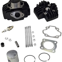 FLYPIG New Cylinder Head Piston Assembly Rings Gasket Spark Plug Top End Kit Fit for Yamaha PW50 QT50 60cc BIG BORE QT60 PW60 YF60S 4-Zinger YT60 Tri-Zinger 1979-2009