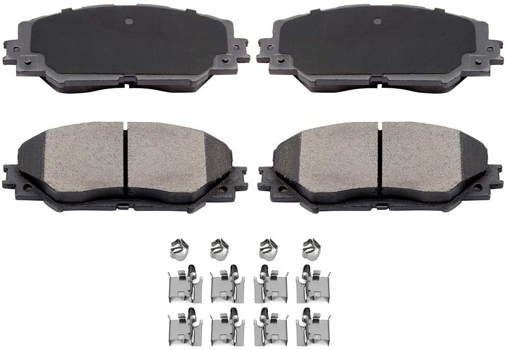 Aintier 4pcs Ceramic Brake Pads Sets fit for 2010-2012 for Lexus HS250h,2009-2010 for Pontiac Vibe,for Scion xB xD,for Toyota Corolla Matrix Prius V RAV4 with Clip Hardware