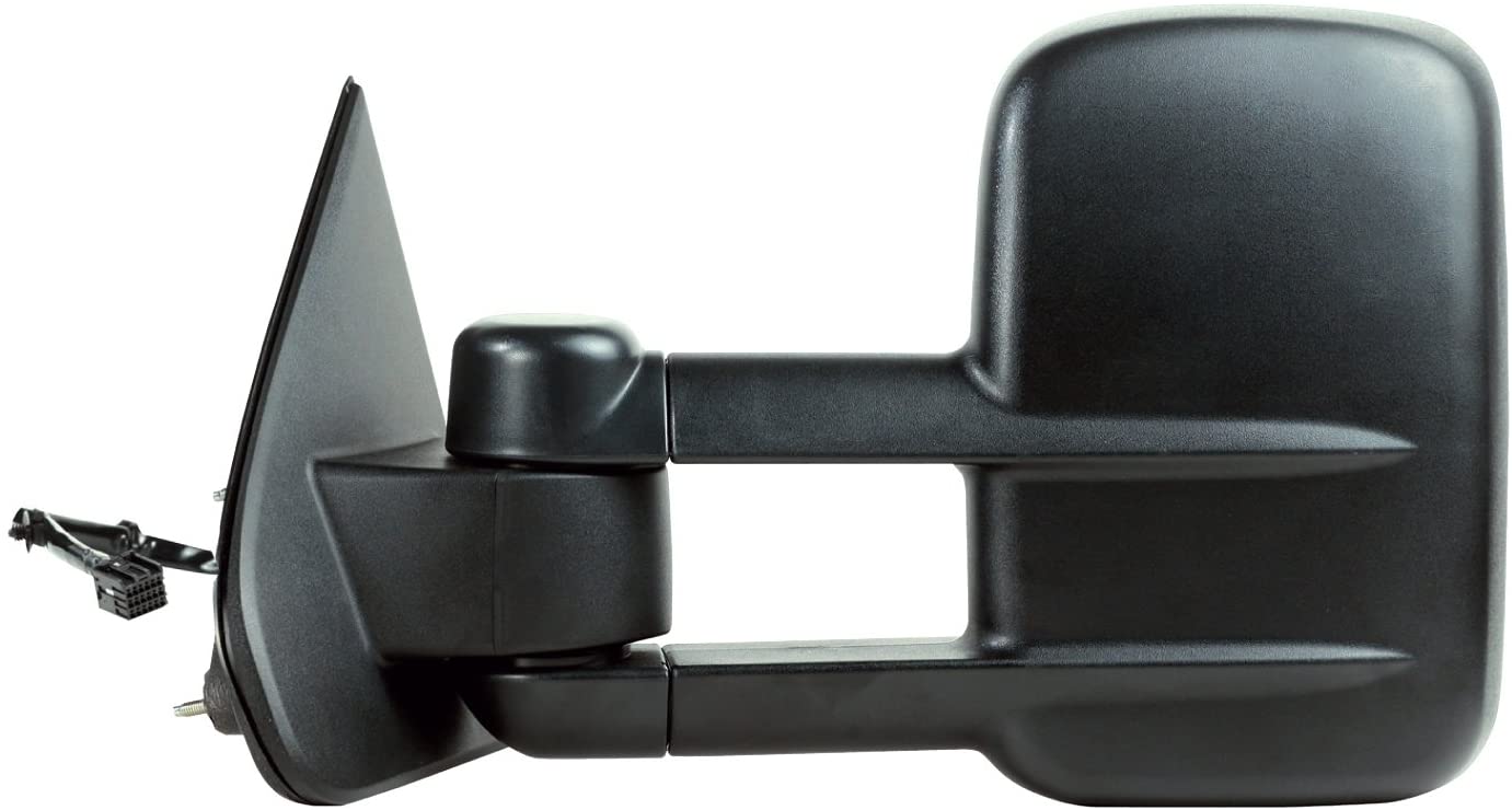 Fit System Driver Side Towing Mirror for Silverado/Sierra, 2500, 3500, Textured Black, extendable, Dual Lens, 1st Design, (no Signal/Power fold/Side Reflector/BLIS), fold, Heated Power