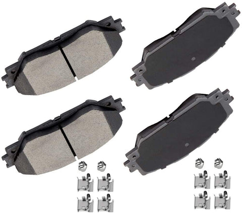 BRAKEUS Professional Ceramic Pads Fit for 2010-2012 for Lexus HS250h,2009-2010 for Pontiac Vibe,for Scion xB xD,for Toyota Corolla Matrix Prius V RAV4,Clip Hardware
