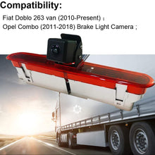 Waterproof Night Vision High Definition Color Rear View Brake Light Third Roof Top Mount Lamp Reverse Backup Angle Adjustable Camera for Fiat Doblo 263 Van/Opel Combo + 7" inch Monitor