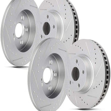 BRAKEUS Brake Rotors Kits fit for 2009-2010 for Pontiac Vibe,2009-2019 for Toyota Corolla,2009-2013 for Toyota Matrix with 5 -Lugs Slotted Drilled Disc