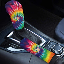 TOADDMOS Colorful Paw Print Gear Shift Konb Cover & Handbrake Cover Puppy Footprints Car Accessories for Dog Lover Universal 2pcs/Set(Black