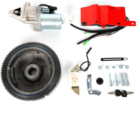 Electric Start Kit Start Motor Flywheel w/Solenoid Ignition Switch Box Coil for Honda GX340 11HP GX390 13HP Engine