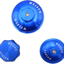 Billet Aluminum Blue Cap Kit Fuel Filter Caps & Oil Filter Cap & Oil Filter Cap Set with O-ring Compatible with F250 F350 with 6.0L Powerstroke Engines 2003-2007