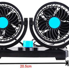 TUTU-C 12V 24V Mini Electric Car Fan Low Noise Summer Car Air Conditioner 360 Degree Rotating 2 Gears Adjustable Car Fan Air Cooling Fan (12V)
