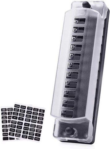 12 Way 12V-32V Automotive Blade Block Holder w/Screw Nut Terminal Fuse Box Holder for Car Truck Vehicle Marine Boat