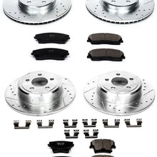 Power Stop K1715 Front & Rear Brake Kit with Drilled/Slotted Brake Rotors and Z23 Evolution Ceramic Brake Pads,Silver Zinc Plated