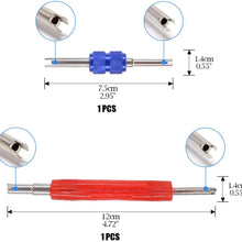 Glarks 102Pcs Car Air Conditioner Valve Core Schrader Valve Cores Accessories A/C R12 R134a Refrigeration Tire Valve Stem with Double Head Dual Dismantling Remover Installer Tool Assortment Kit