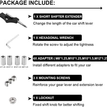 Sporacingrts Adjustable Short Shift Extension Shifter Knob with Adapters for Honda Civic Integra CRX (Silver)