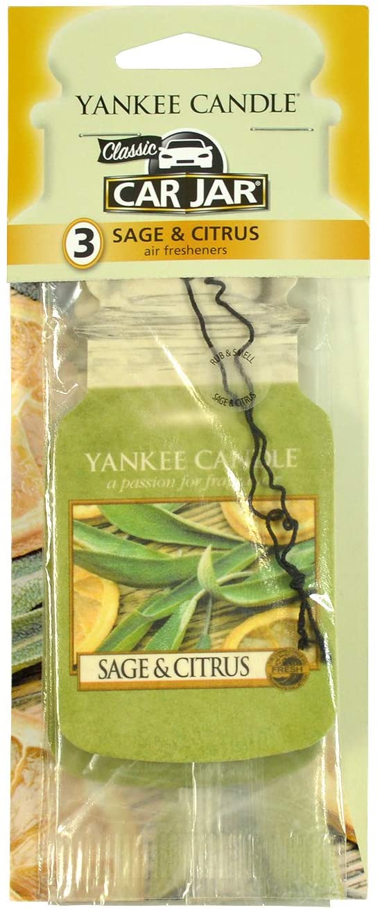 Yankee Candle Paper Car Jar Hanging Air Freshener Sage & Citrus Scent (Pack of 3)