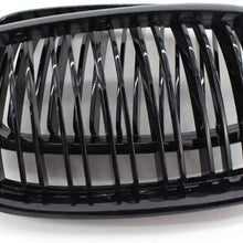 New 2pcs Glossy Black Double Row Kidney Grille Front Bumper Hood Assembly Inserts replacement ABS Plastic Grille for 2007-2013 BMW X5 (E70)