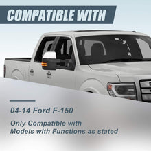 Chrome Left+Right Side Power Heated LED Turn Signal+Puddle Light Towing Mirrors Replacement for Ford F-150 Pickup 04-14