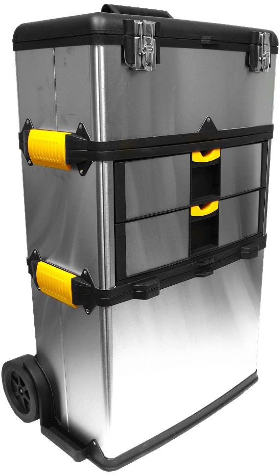 Stalwart Mobile 3-part Tool Box Stainless Steel