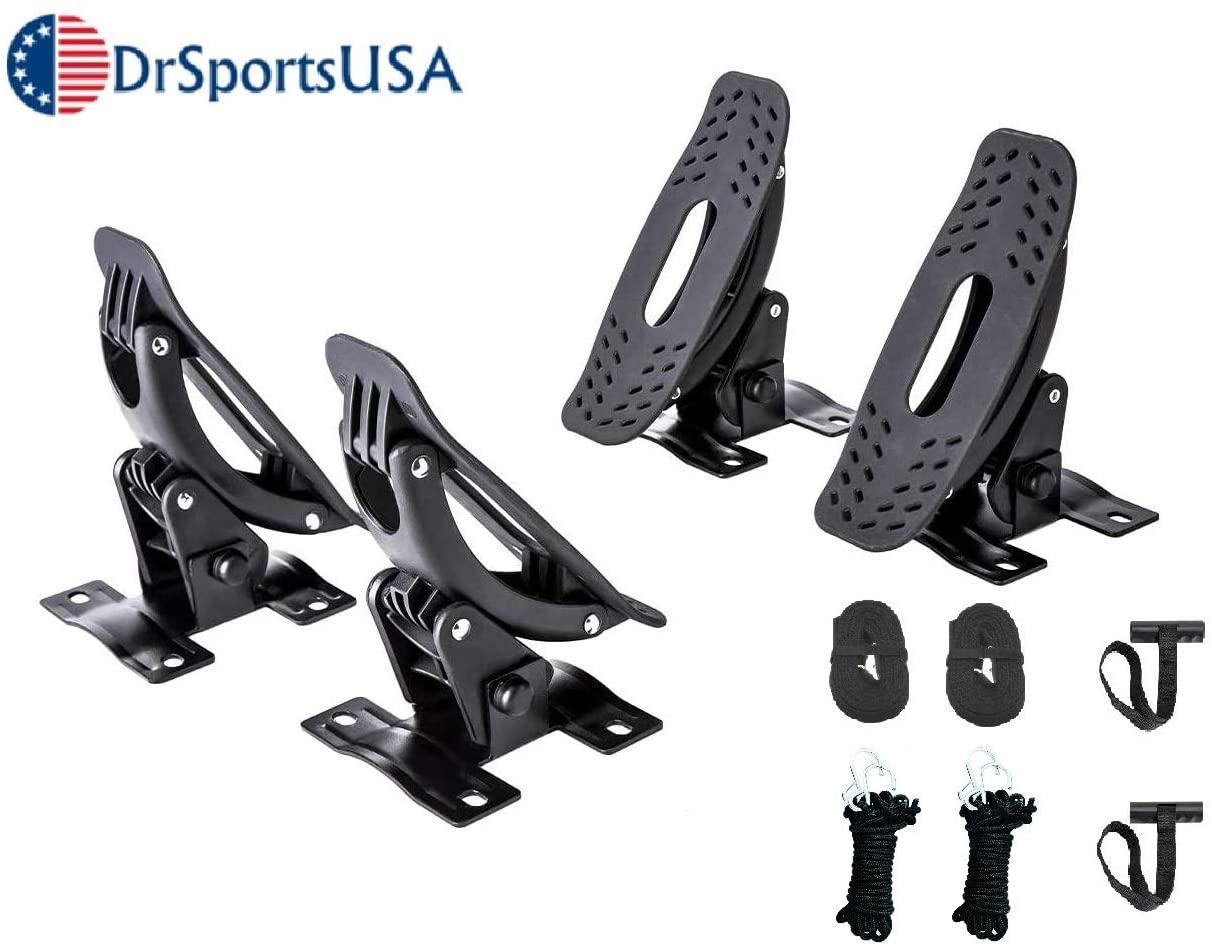 DrSportsUSA Car Rack Kayak Canoe Universal Carrier with Bow and Stern Lines Car Roof Kayak Canoe Gunwale Brackets