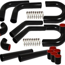 SUNROAD Universal 3" Inch Aluminum Intercooler Piping U-Pipe Kit & Coupler & T-Bolt Black