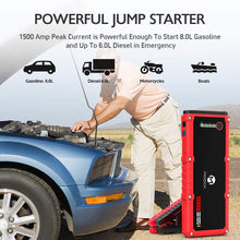 MOOCK 1500A Peak 20800mAh Car Jump Starter (up to 8.0L Gas, 6.0L Diesel Engine) 12V Auto Battery Booster, Portable Power Pack Phone Charger with Smart Charging Port, Built-in LED Light